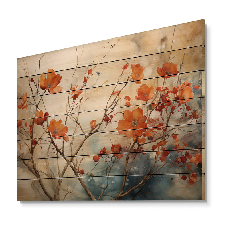 «Maple Trees Glowing Embers II» sur bois, H 30 po x l 40 po x P 0,78 po