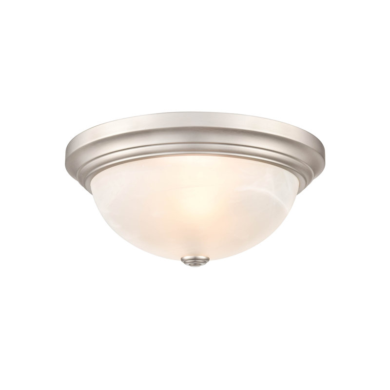 Plafonnier encastré 11 po 2 lumières Andreyah, Nickel satiné, H 5,5 po x l 13 po x P 13 po