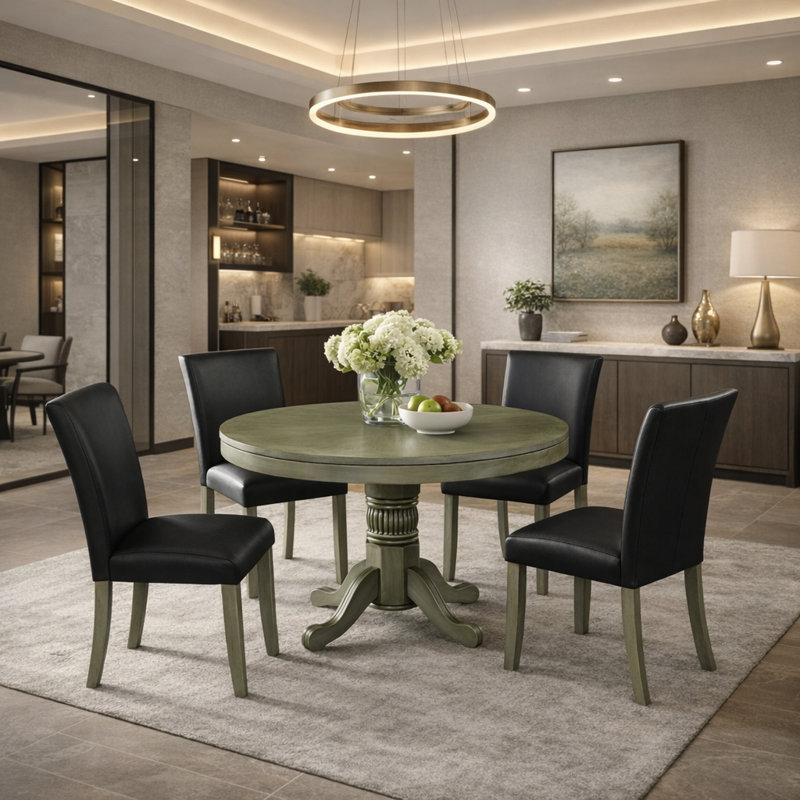 Table de poker 48 po en ardoise avec ensemble de chaise de salle à manger et table à langer de la salle de jeux RAM, Ardoise