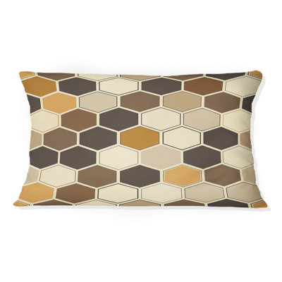 Coussin brun Hexagon Tiles I - Mid-Century