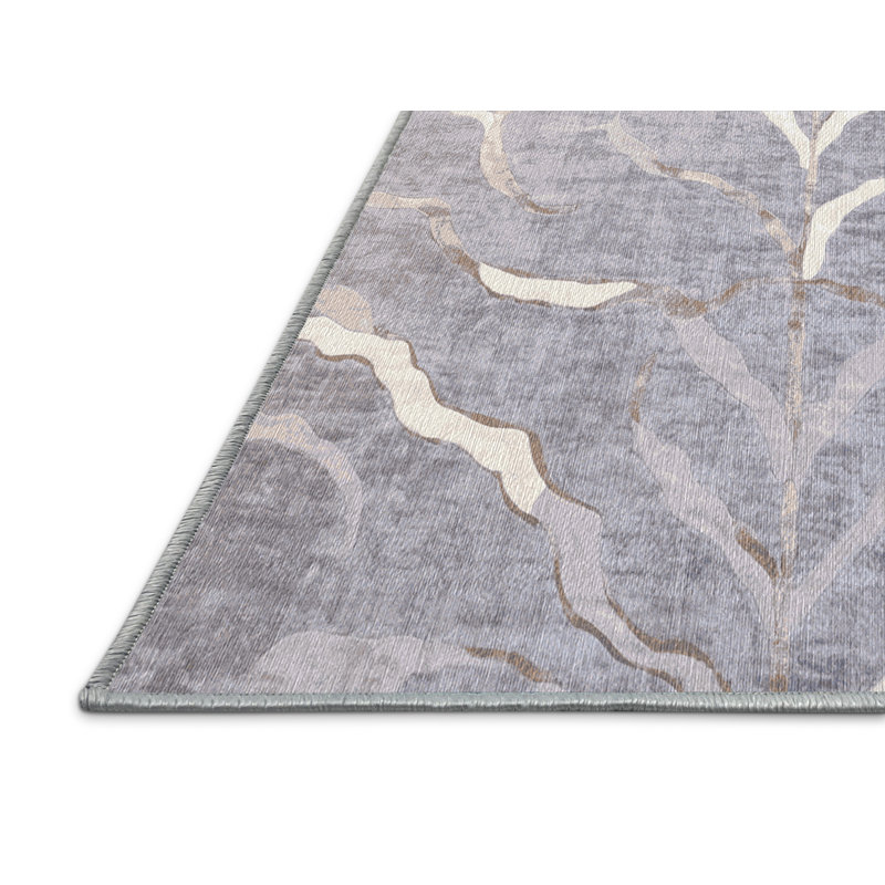 Machine Washable Blue Area Rug, Square 5'