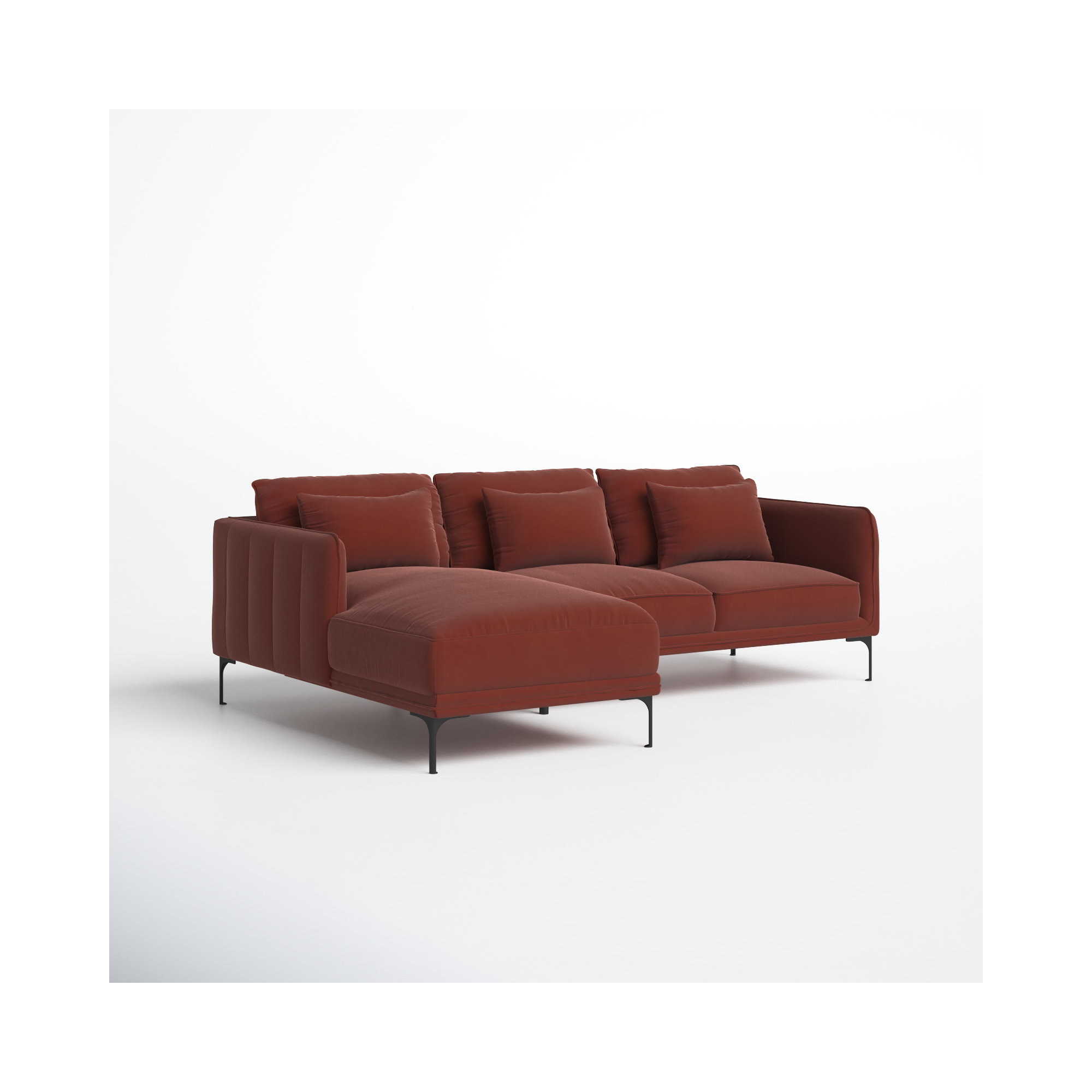 Rae Upholstered Chaise L-Sectional, Cinnamon Cotton Blend, Left Hand Facing