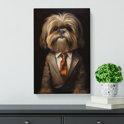 Shih Tzu In A Suit - Wrapped Canvas Print