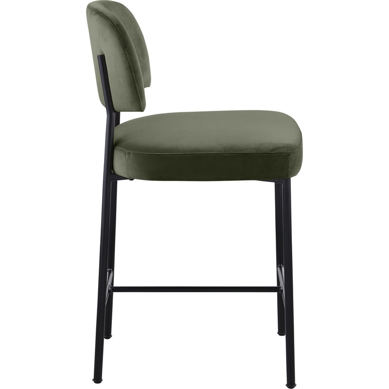 Tabouret de comptoir rembourré Zarelle, Tissu performance vert
