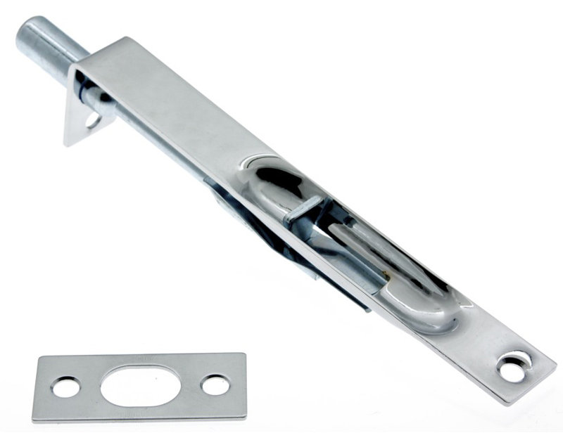 Solid Brass Flush Bolt with Square End, Polished Chrome