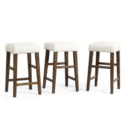 Mikhail Upholstered Counter Stool with Solid Wood Frame