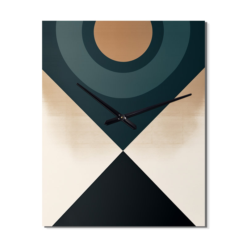 Horloge murale Mid-Century géométrique rétro bleu I - Mid-Century abstrait, Grand