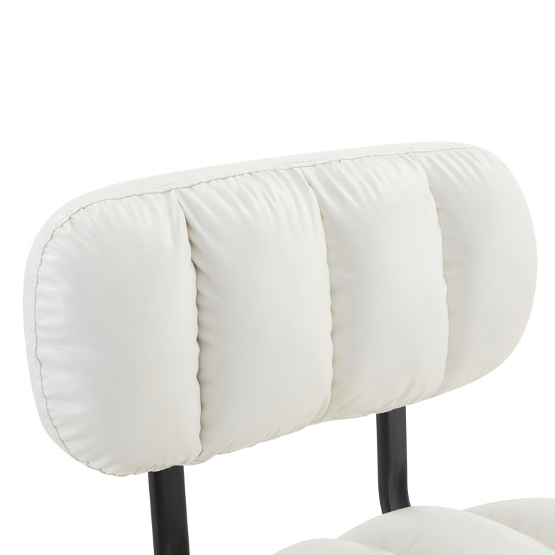 Tabourets de bar réglables en polyuréthane blanc, accents dorés, usage domestique moderne