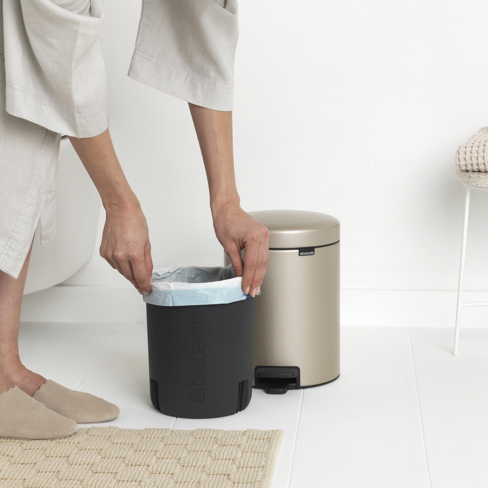 Brabantia Newicon 1.3gal Step-On Can, Metallic Gold
