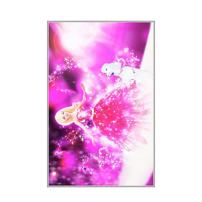Tapis rose en polyester tissé à plat Odelia, Rectangle 2 pi 7 po x 4 pi 11 po