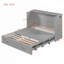 Lit escamotable double pleine grandeur avec tiroir et ensemble de prises et ports USB, structure à poulie, gris-906654301
