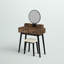 Ensemble coiffeuse avec tabouret et miroir Kyla