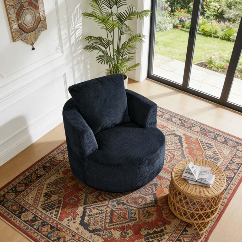 Fauteuil d'appoint pivotant à 360 ° compressible, Bleu très foncé