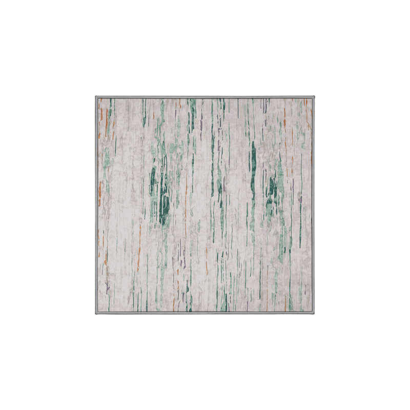 Machine Washable Gray Area Rug, Square 8'