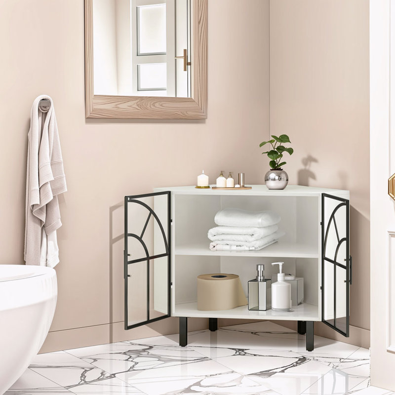 Hexagonal Corner Cabinet, White