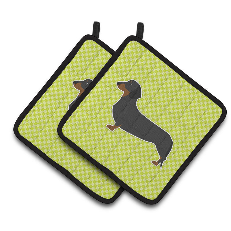 East Urban Home Checkered Polyester Potholder Set, Green