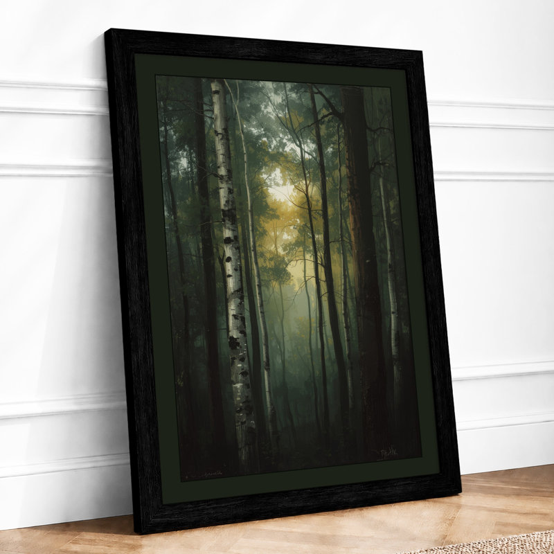 Light Through Forest Scandinavian - Framed Print, A1 - 84.1 x 59.4 cm, Black