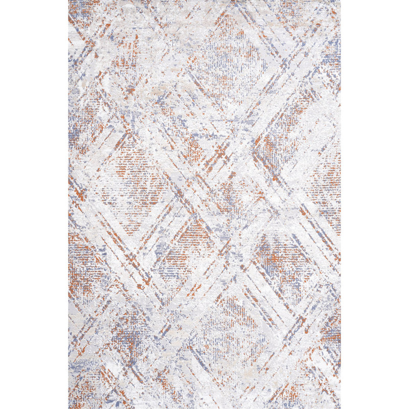Tapis beige à motif géométrique sans perte de teinture, doux et confortable, Rectangulaire 2 pi x 3 pi