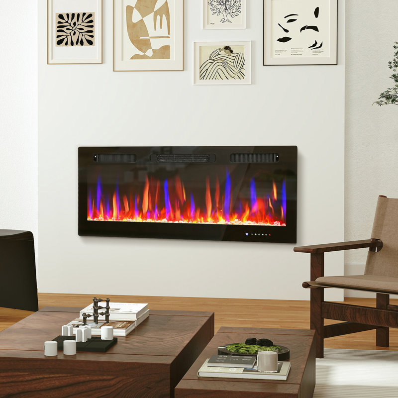 Belfry Heating Black Electric Fireplace, 47cm H x 106.7cm W x 9.4cm D 
