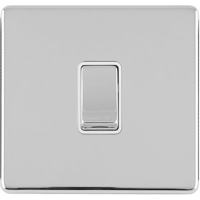 1 Gang Single Light Switch SCREWLESS 2 Way 10A Metal Rocker Slim