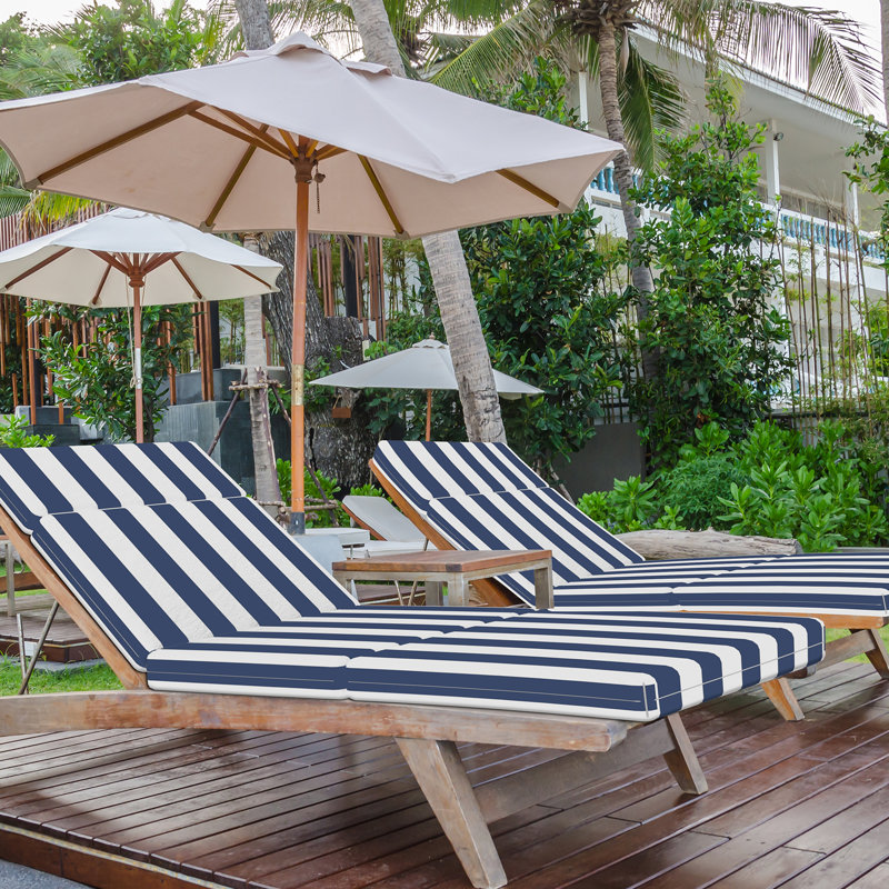 4In Chaise Lounge Cushions Outdoor, 48" W x 26" D, Blue/White Striped