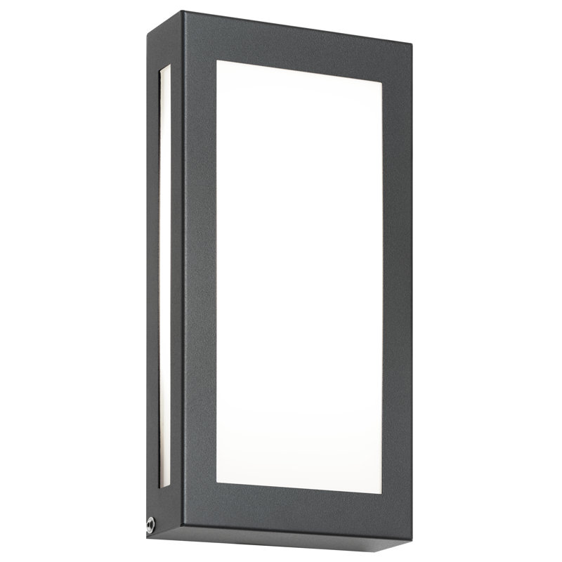 45cm H Integrated LED Opal Glass Glass Outdoor Armed Sconce, Anthracite