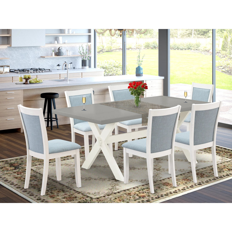 Ensemble de table de salle à manger moderne - une table de cuisine et des chaises rembourrées en tissu de lin avec dossier élégant