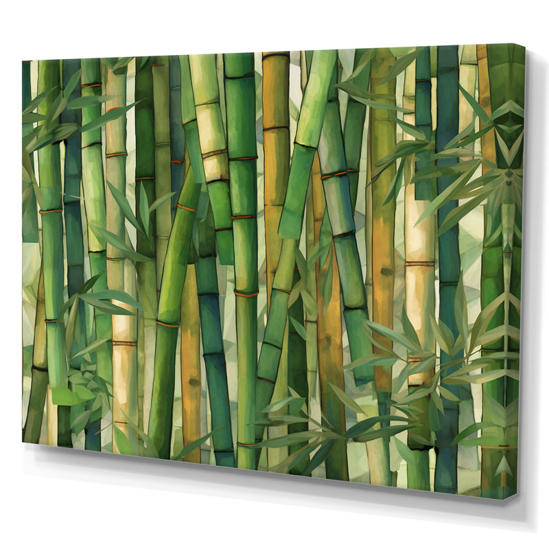 «Whispering Bamboo Geometric Patterns I», art mural sur toile de bambou_106670, H 12 po x l 20 po x P 1 po, Toile tendue