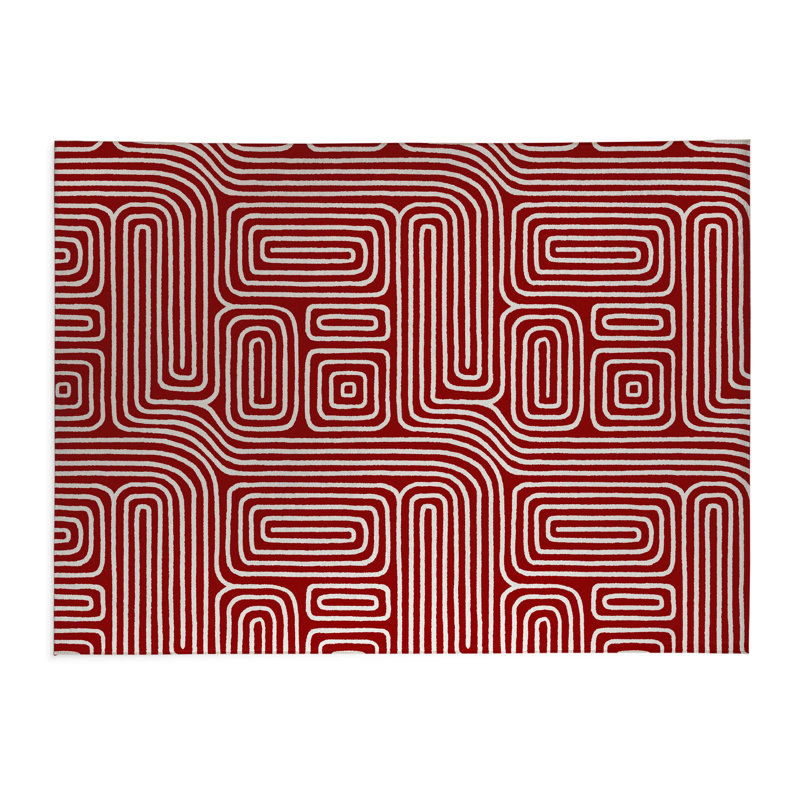 Tapis de cuisine à profil bas Timeless Walk, Rectangulaire 3 pi x 5 pi, Rouge canneberge