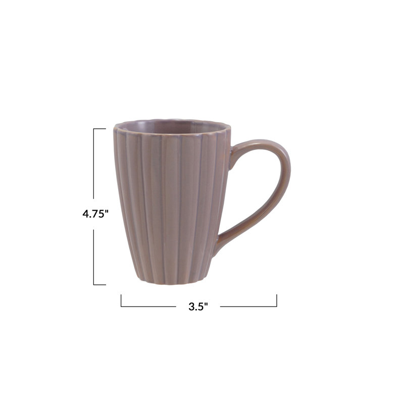 Grande tasse nervurée en grès avec glacis réactif
