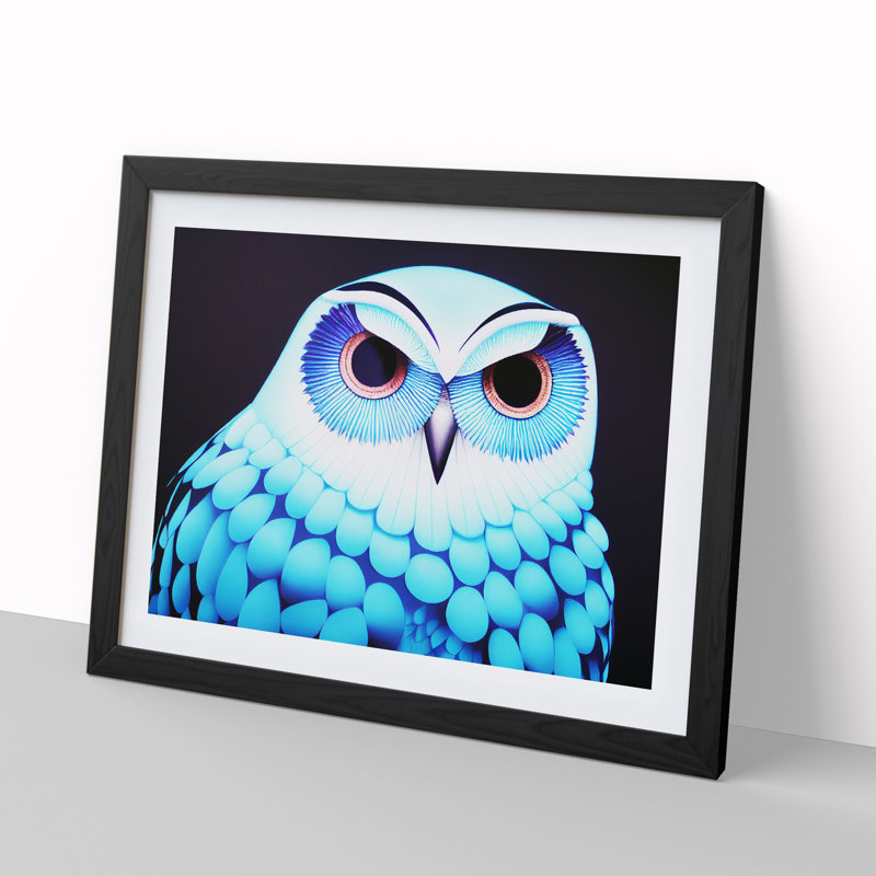 XH1022-9468X Unique Owl - Single Picture Frame Print, Black, 25cm H x 34cm W x 2cm D