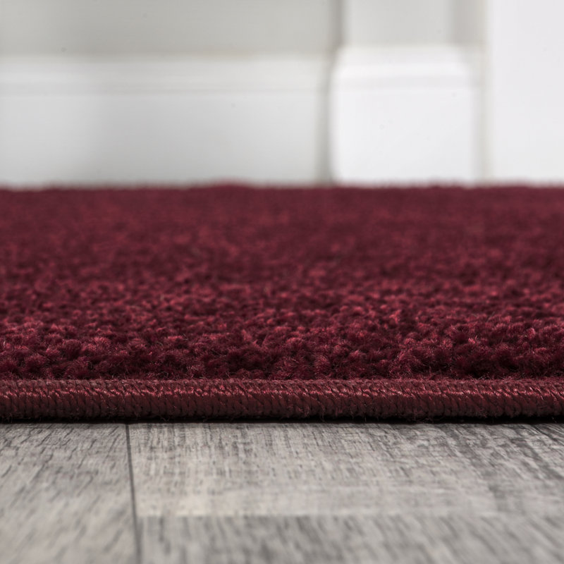 Arbelle Solid Low-Pile Dark Red Rug, Runner 2' x 10'
