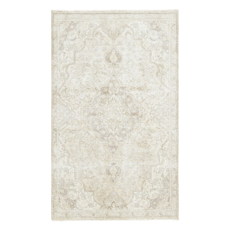 Distressed One-of-a-Kind 4'8X7'9 Hand Knotted Area Rug