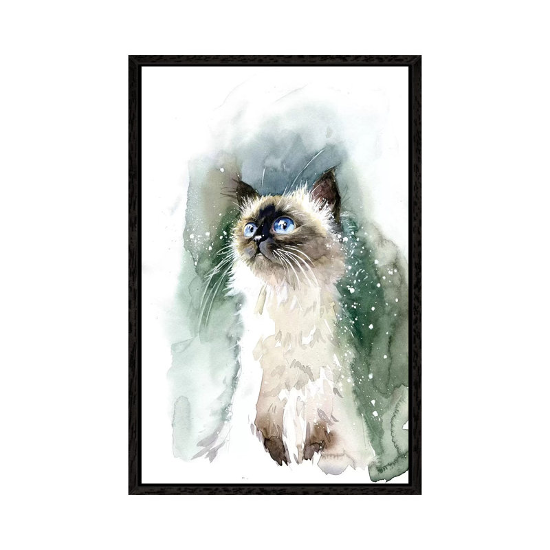 Kitten with Blue Eyes 1 Piece Painting on Canvas, 101.6 cm H x 66.04 cm W, Black Framed