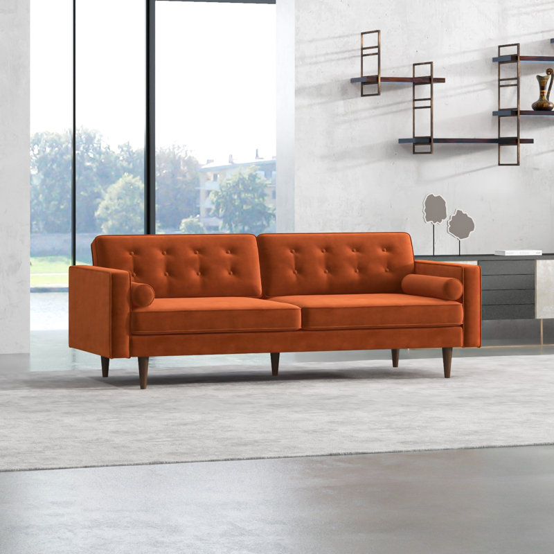 Canapé à accoudoirs carrés de 84,5 po Kuhlman, Orangé