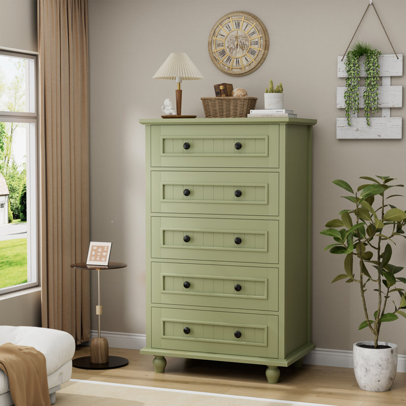 5 Drawer 25.98" W Dresser, Green