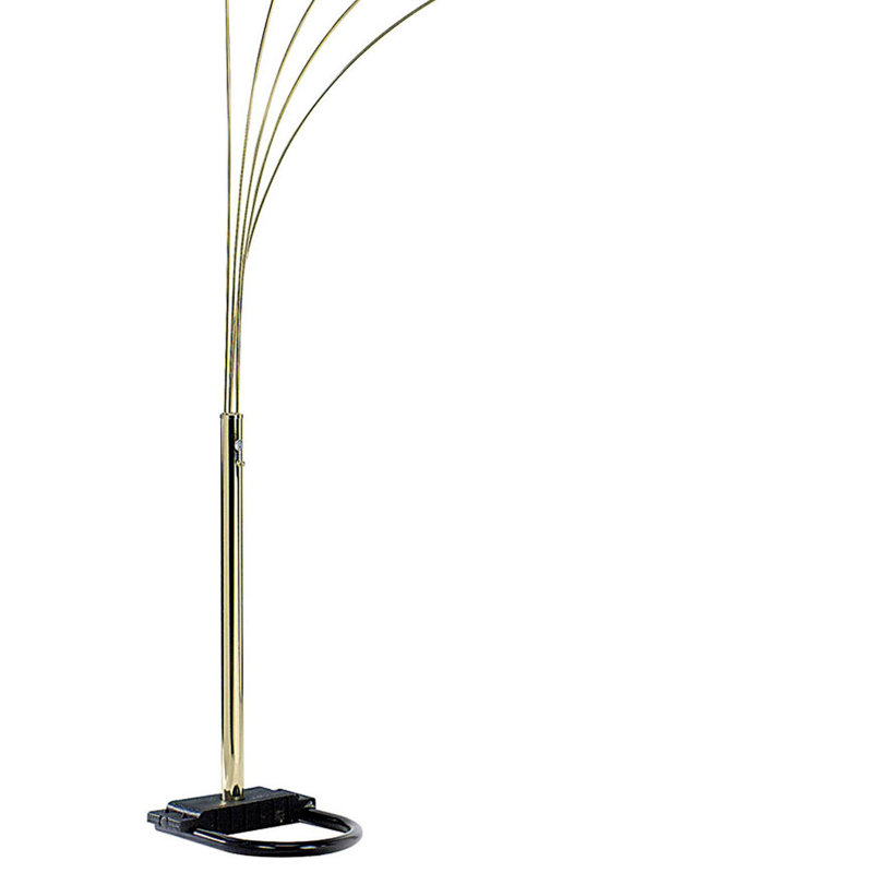 Lampe sur pied ajustable à finition noire, Laiton poli, 84"