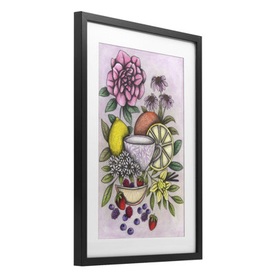 Rococo Tea with Fruits Framed Print Under Glass, design by Cecilia Battaini