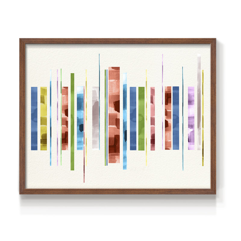 Soleil et eau - Reproduction encadrée - Restickable, H 8 po x l 10 po, Noyer