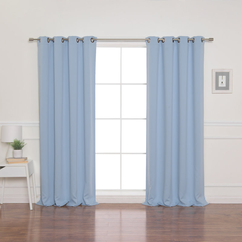 Flame Retardant Thermal Insulated Blackout Curtain, Sky Blue, 52" W x 84" L