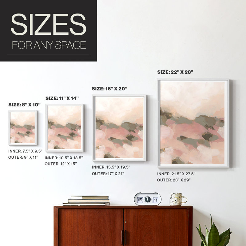 Desert Rose Valley I Framed Print - Solid Wood, White, 10" H x 8" W