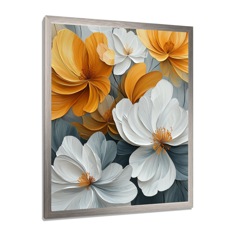 Molique - Floral Wall Art, H 40 po x l 30 po, Reproduction encadrée sans passe-partout, Argent argent