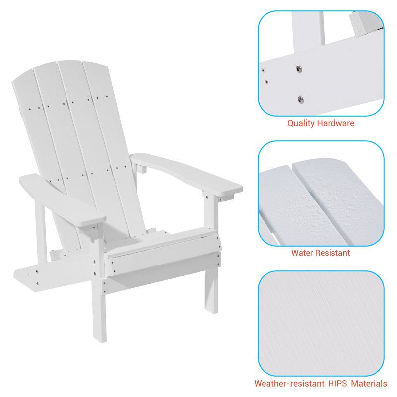 Chaise Adirondack en plastique Lall, Blanc