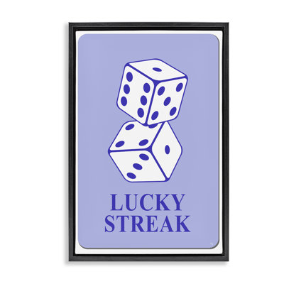 Toile flottante encadrée "Blue Lucky Streak Dice" par Martina Pavlova