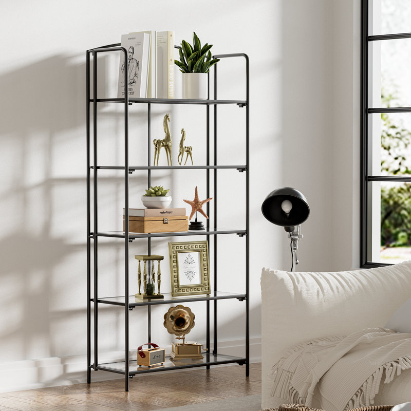 Sylvius Bookcase, Gold, (5 Shelves) 65.7"H x 30.9"W x 12.87"D