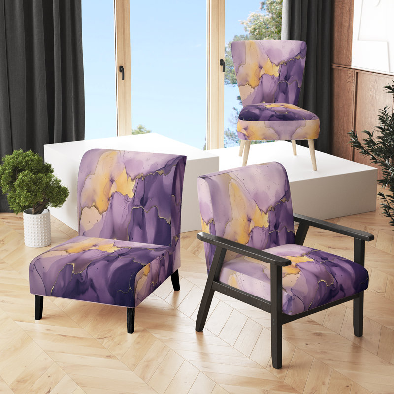 Fauteuil de chambre Berendien , Mélange de polyester mauve / or