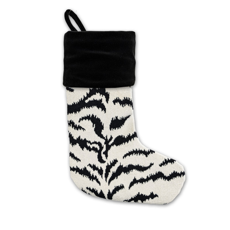 Tigre Stocking / Velvet, Off White/Black