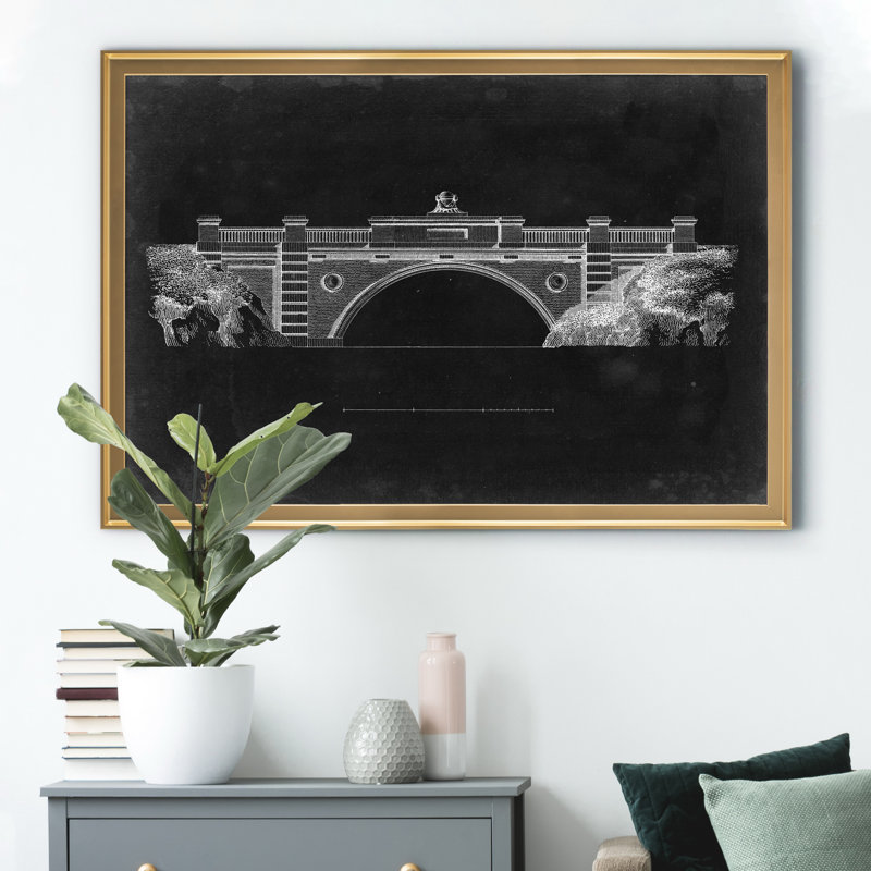 «Bridge Schématique II», impression sur toile encadrée, Doré, H 18,5 po x l 24,5 po x P 1,5 po