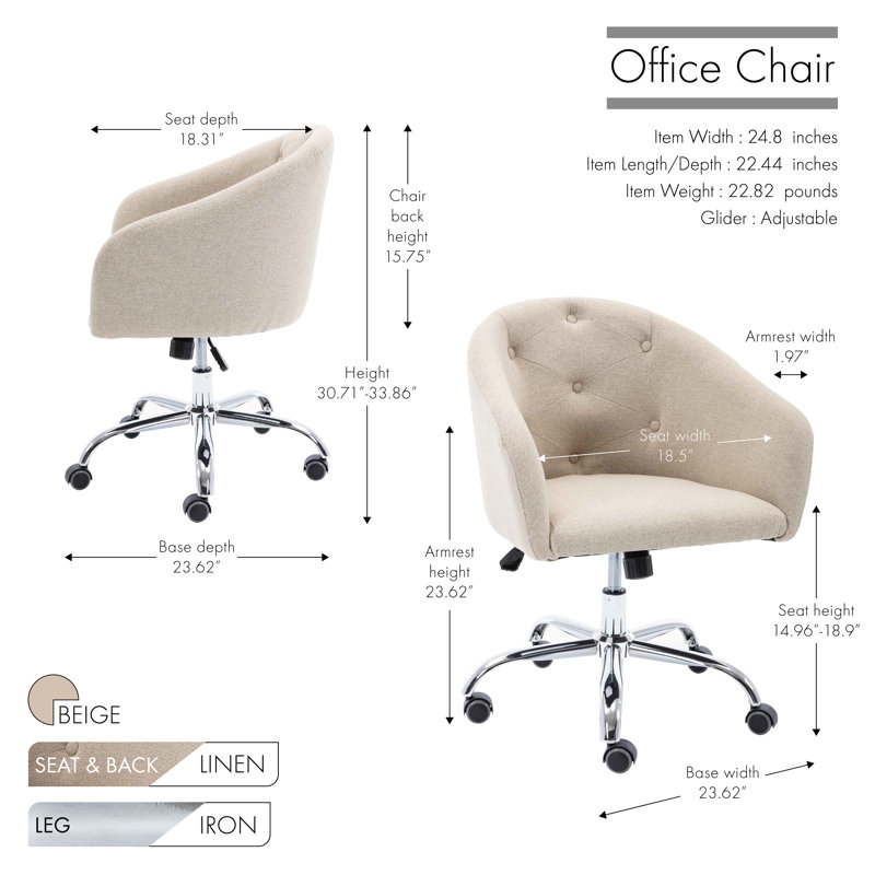 Chaise de travail Fem, Beige