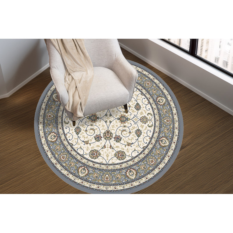 JARDIN ANTIQUE 7,10 RD 57120-6454 BEIGE / BLEU CLAIR, Rond 7 pi 10 po